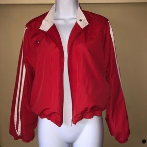 Red crop windbreaker
